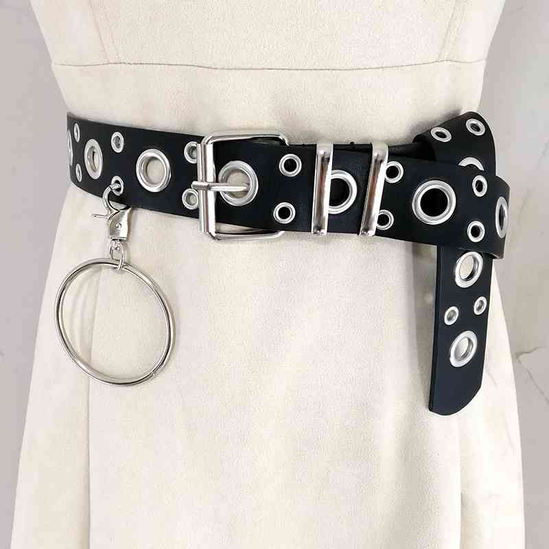 

Designer belts 2023 Ladies punk belt gothic silver chain belts for women high metal eyelet adjustable waist cinturon mujer dress cummerbunds