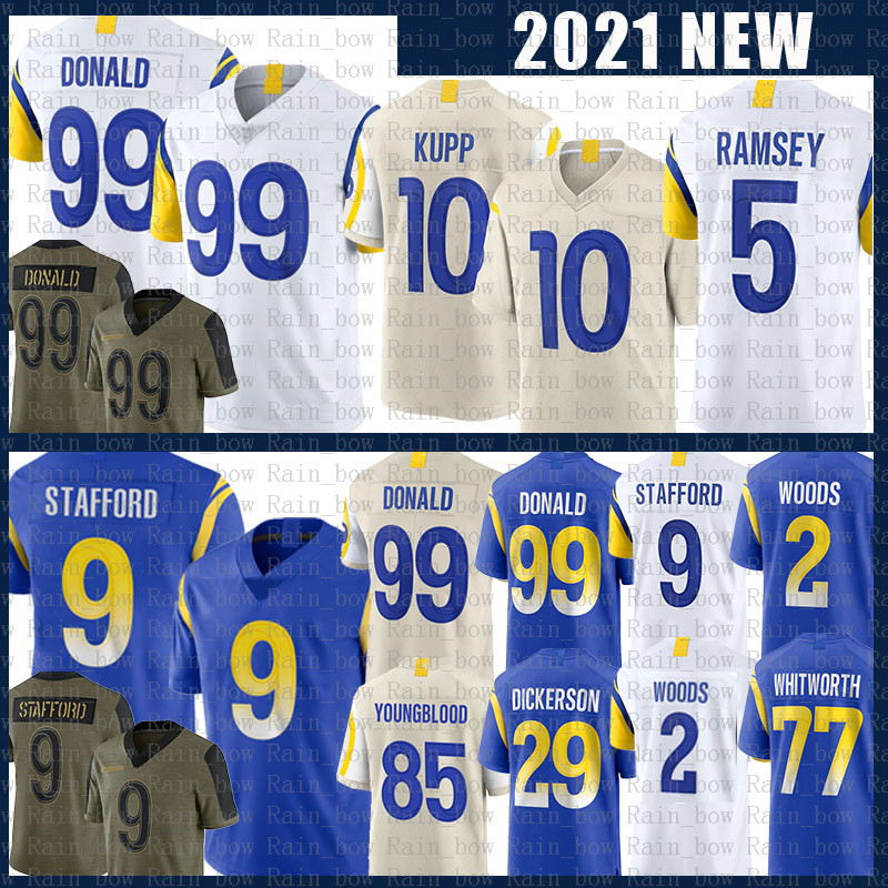 

Aaron Donald Matthew Stafford Football Jersey 5 Jalen Ramsey Cooper Kupp Robert Woods DeSean Jackson Eric Los AngelesRamsDickerson Leonard Floyd Cam Akers, Mens jersey (gongyang)
