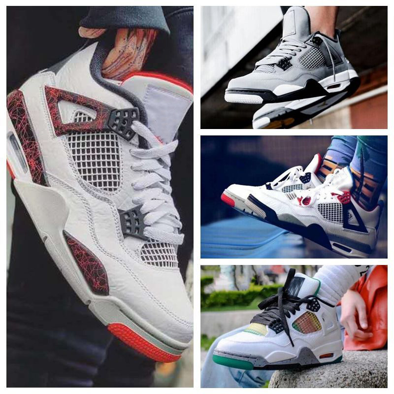 

4s Basketball Shoes Obsidian University Blue High-top Sports Fearless Men womens Hyper UNC Top Quality Size 36-47 US11 US14 US12 US13 With Half, Box