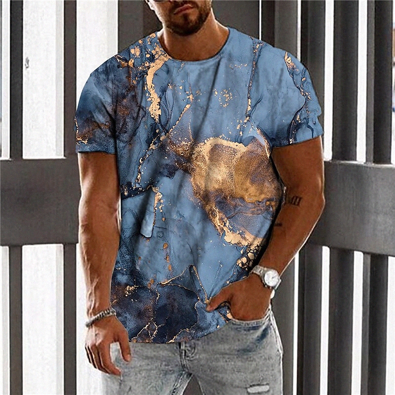 Men's Unisex T shirt 3D Print Abstract Graphic Prints Crew Neck Street Daily Print Short Sleeve Tops Casual Designer Big and Tall Sports Blue p