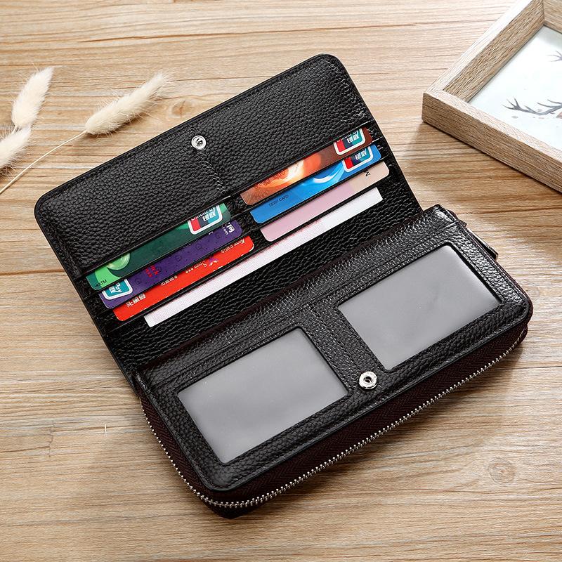 

Wallets Leather Wallet Large Capacity Men's Rfid Vertical Multi-card Bag, Red;black