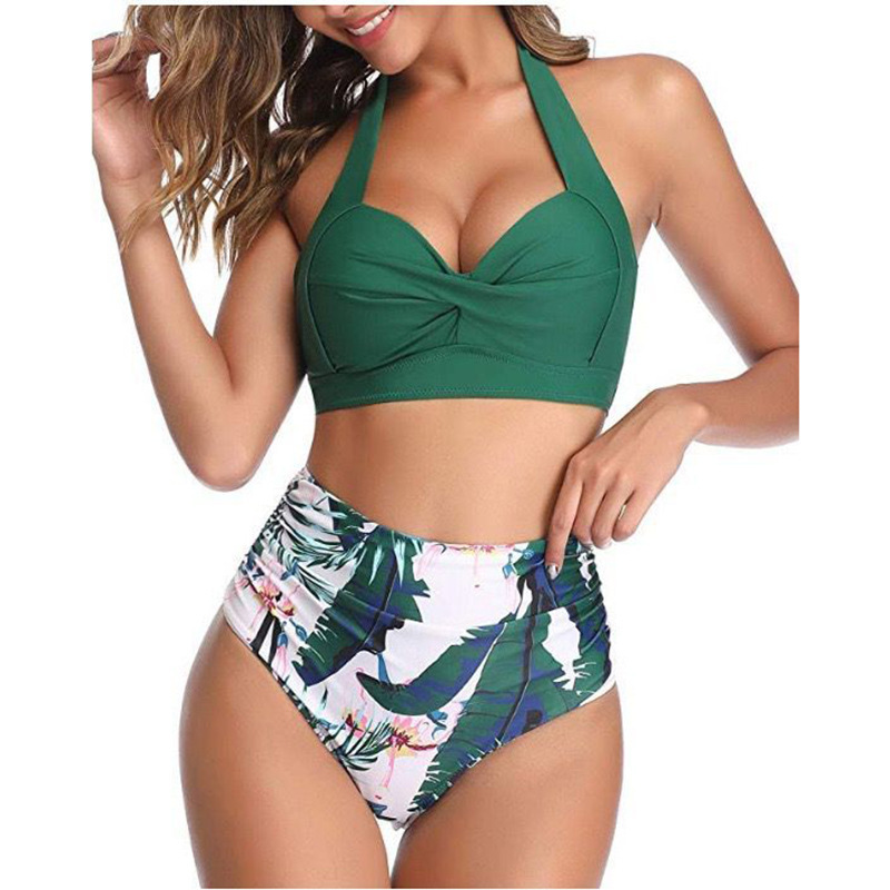 

swimwear 2021 gathered bikini women's high waist, White;black