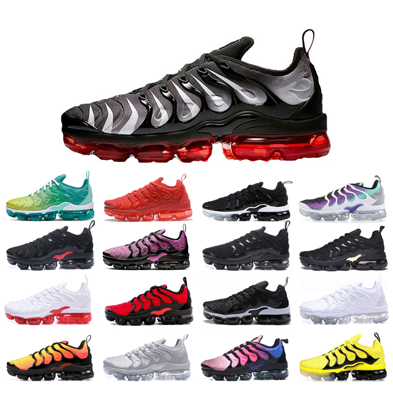 

Plus Running Shoes For Men Women Sport White Black Lemon Lime Red Shark Tooth Aurora Green Blue Fury Grey Hyper Violet Bumblebee gold bred core Grape Runners, Sunset