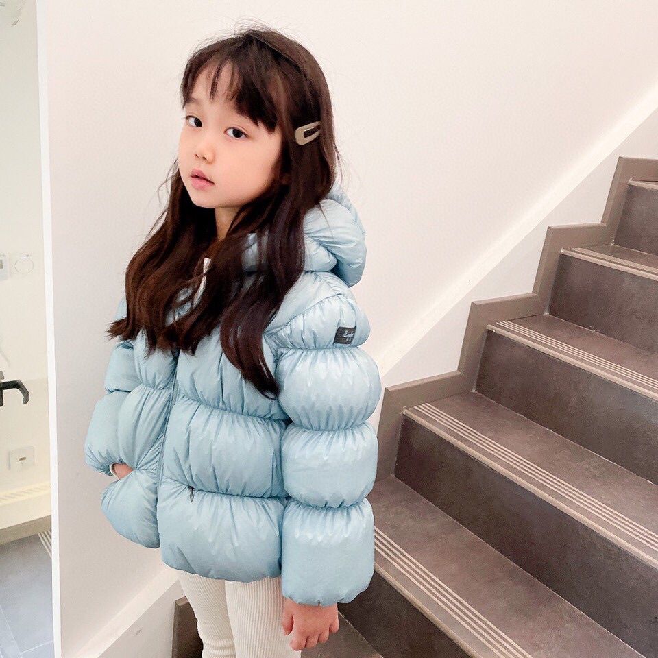 

toddler kids Wadded white dark down coat with hooded Baby down-padded Jacket Girls snow suits Children Winter Thick parka Coats, Blue