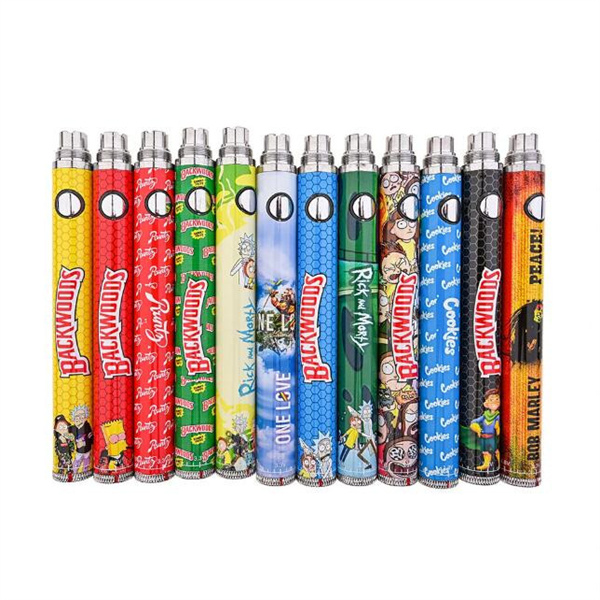 

Backwoods Bob Marley Cookies Twist Battery 1100mah full print cartoon pattern 12 styles with Ego Charger preheat vape pen