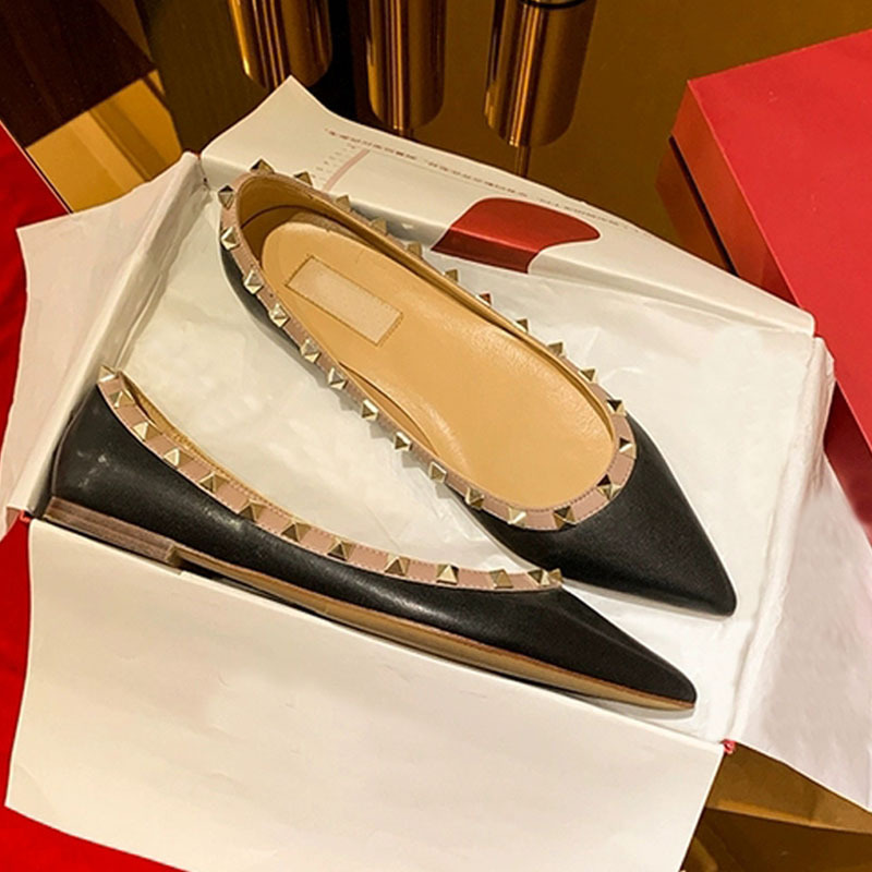 

upgraded non grinding flat bottomed pointed Warren willow cow paint soft leather shallow mouth nail single shoe women, White