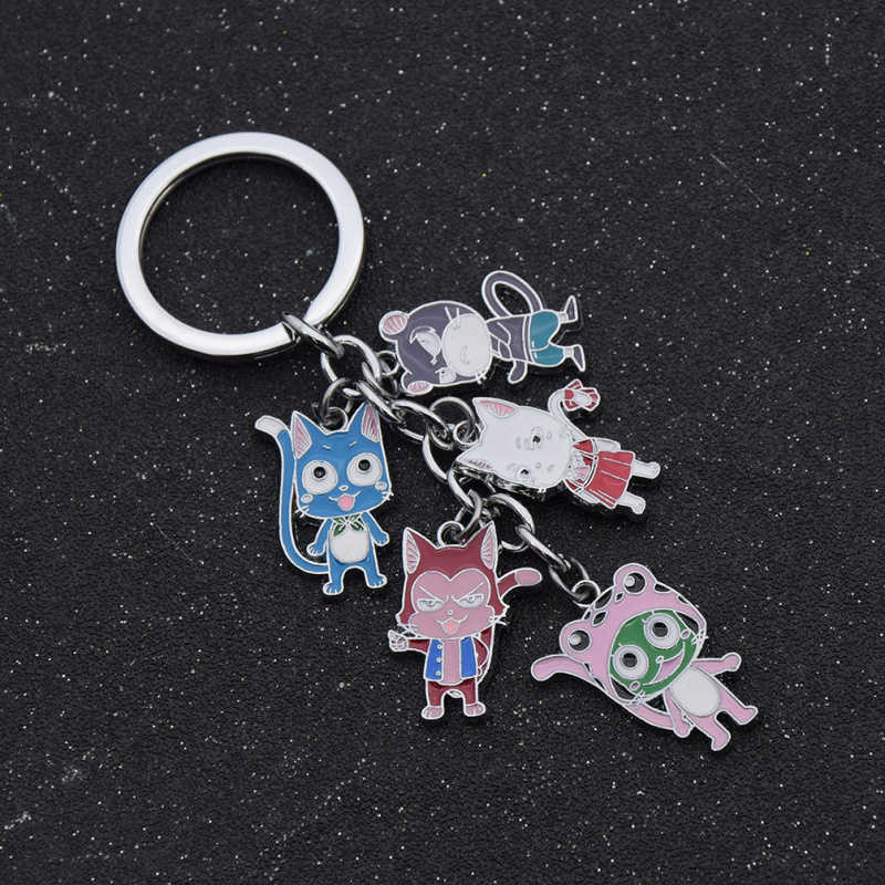 

fashion lychee New Fairy Tail Keychain Happy Carla Frosch Lector Pantherlily Key Chain Keyring Bag Hanging Pendant G1019, Silver