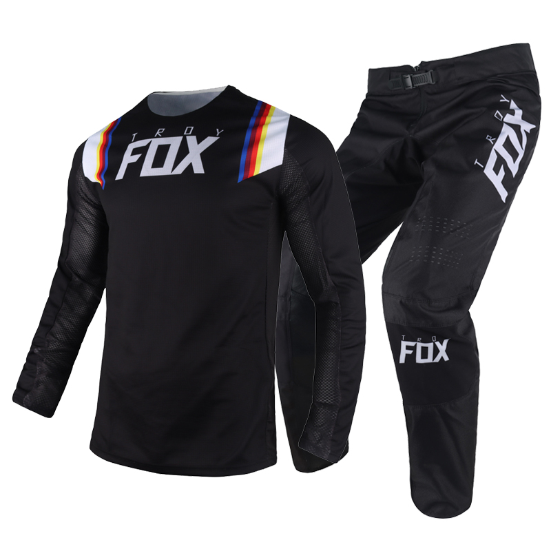 

TROY Fox Black Flex Air Jersey Pants Mountain Bicycle Mens Gear Set Motocross Motorbike Racing Suit