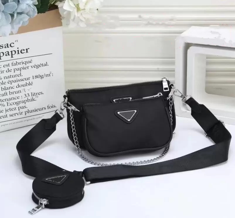 

HH Luxury designer handbag 2005 nylon messenger bag classic three-piece suit ladies underarm shoulder wallet fashion retro star, Extra freight