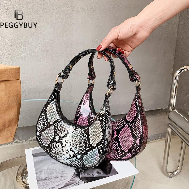 

Vintage Snake Pattern Chain Hobo Solid Leather Shoulder Underam Bag For Women Youth Ladies Simple Small Purse Handbags Cross Body, Blue