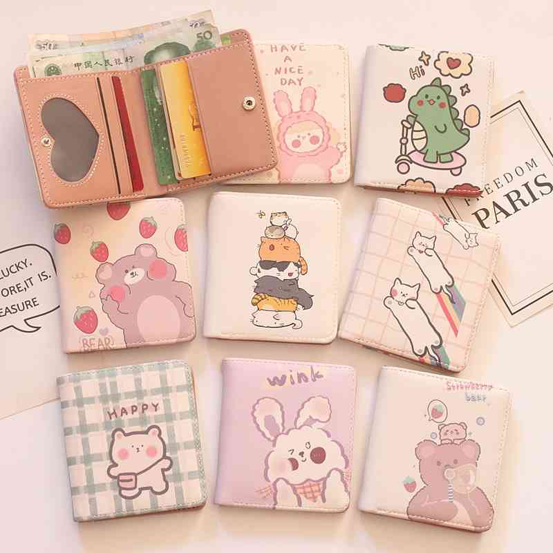 

Short wallet 20% off for women, Green lattice bear