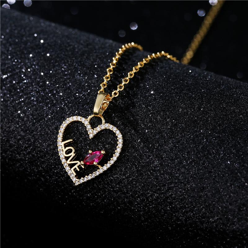 

Pendant Necklaces 2021 Gold Color Copper Jewelry Unique Design Cute Heart LOVE CZ For Women Girl Wedding Gift