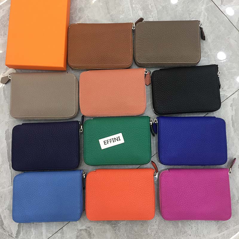 

Coin purse zipper credit card holder luxury designer wallet EFFINI fashion mini mens women togo genuine leather wallets pouch cardholder money clip bag, Royal blue
