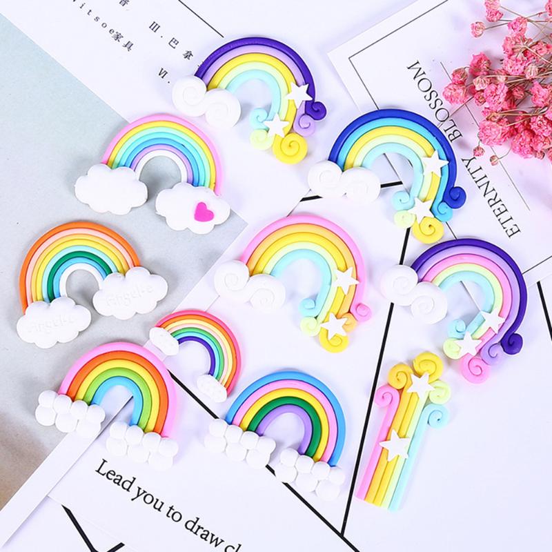 

10pcs DIY Accessories Rainbow Cream Polymer Clay Mobile Shell Cell Phone Anti-Dust Gadgets