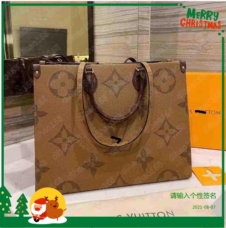 

GGLVLouisVitton YSLVUTTON Onthego Tote Women Large Capacity Handbags Designers Bags Duplex Leather Print Lady Crossb