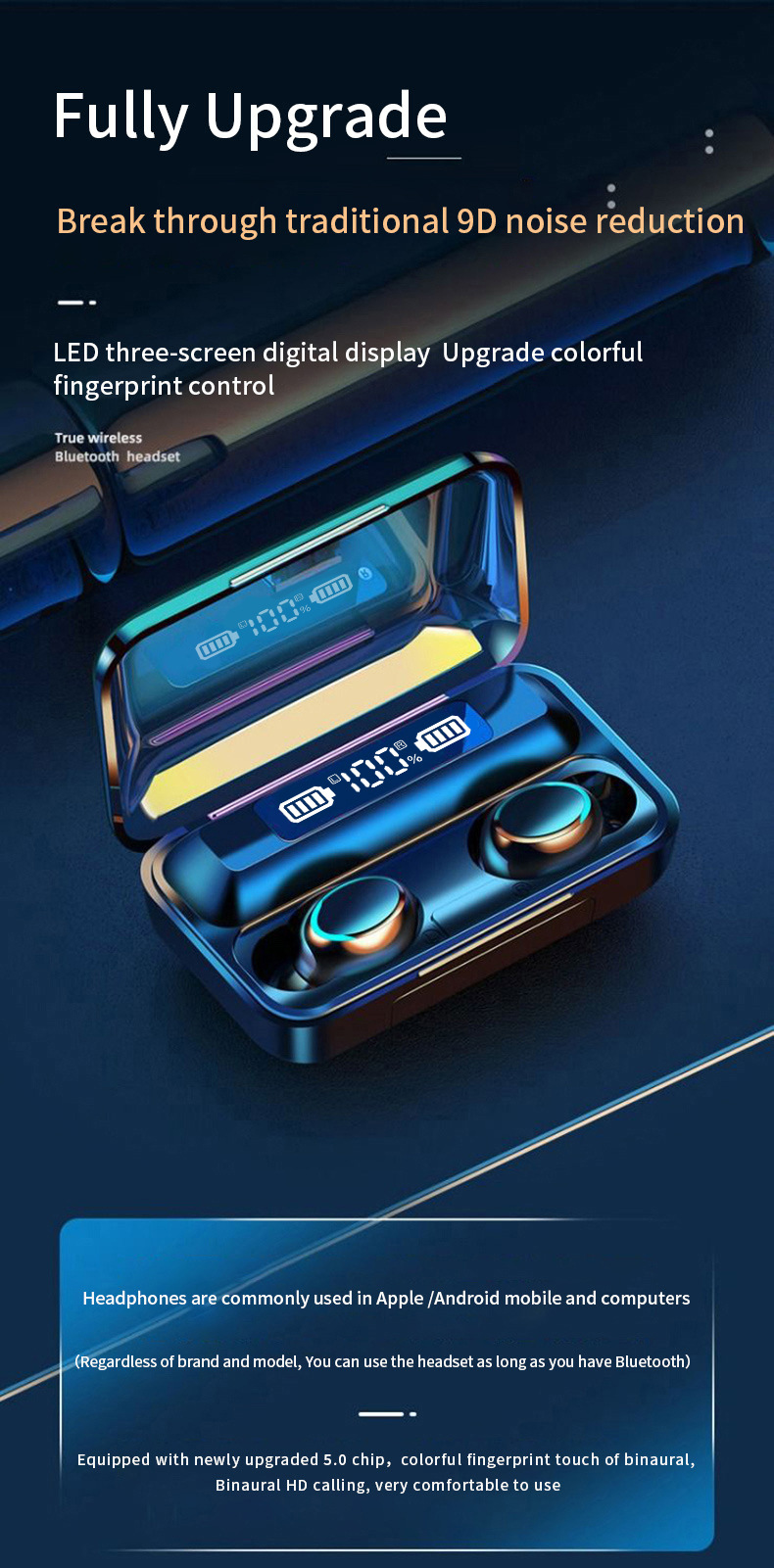 

Cell Phone Handsets TWS private f9-5c wireless Bluetooth headset 5.1 touch sport in ear binaural