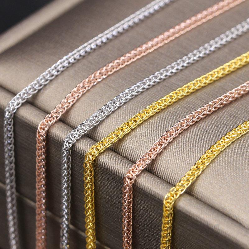 

Chains AU750 Yellow Gold Necklace 18K Perfect Wheat Link Chain 22inch, Silver