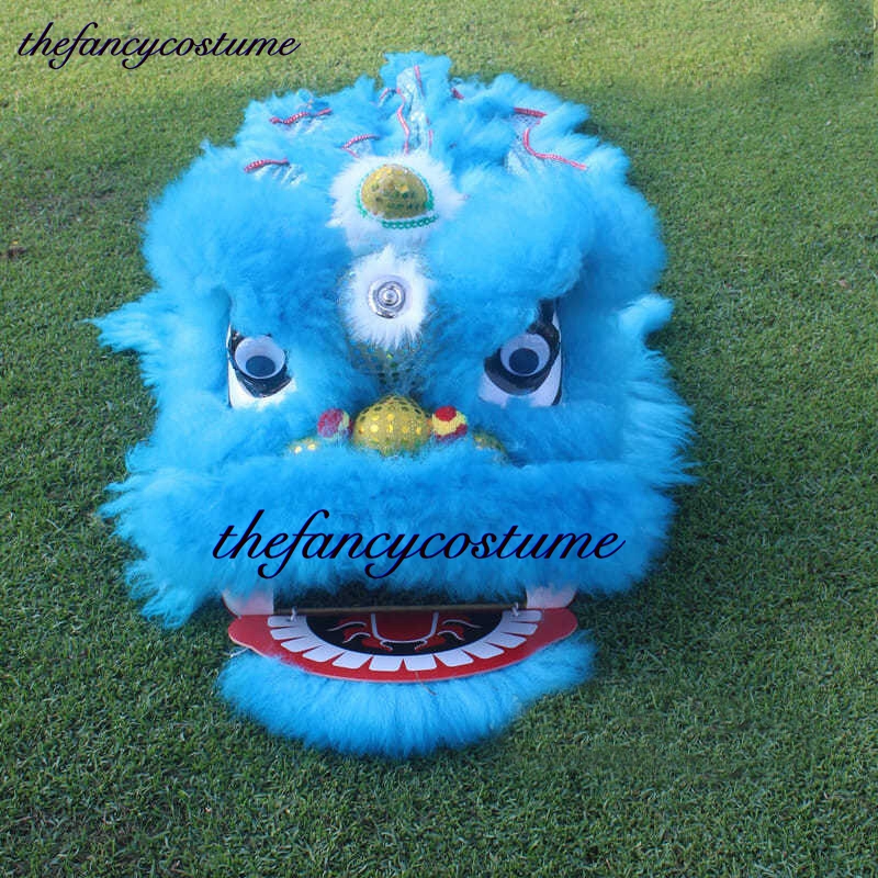 Kid Size 2-5 âges Nouveau style 12 pouces yeux clignotants lion dance mascotte costume dessin animé pure stade de laine pure accessoires