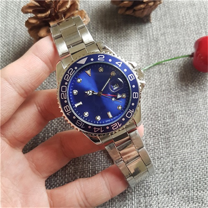 

Top Seller 14Colors Quartz Self Wind Watches with Stainless Steel Strap White Black Silver 44mm Mens Watch, #1