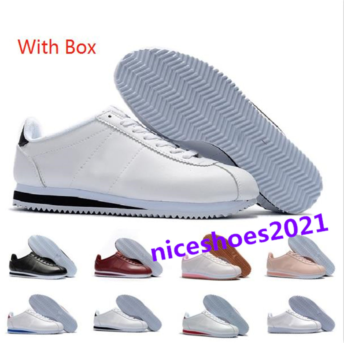 

2021 Cortez shoes men and women Fashion casual sports leather moire Chaussure Skateboard Platform Mens Woman walking 36-45 [With Box], Bw01