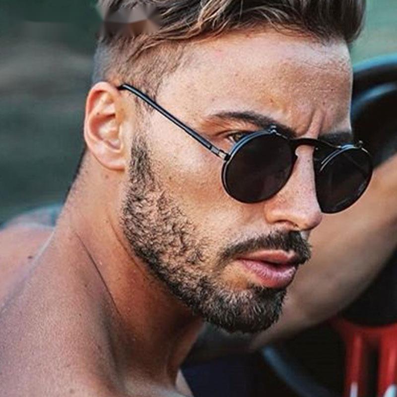 

Sunglasses Fashion Flip Up Steampunk Men Retro Metal Frame Round Sun Glasses Women Punk Style Sunglass UV400