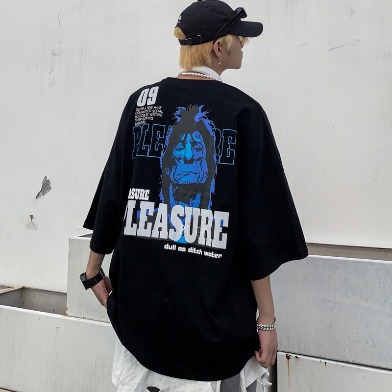 

t shirt 2021 summer men's short sleeve loose quarter korean fashion half simple casual, White;black