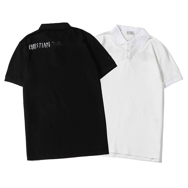 

D-2040 Summer Men Apparel Golf Polo Shirt Sportwear White Black Printing Tees Pullovers Tops Casual Loose Short Sleeve Stand Collar T-shirt