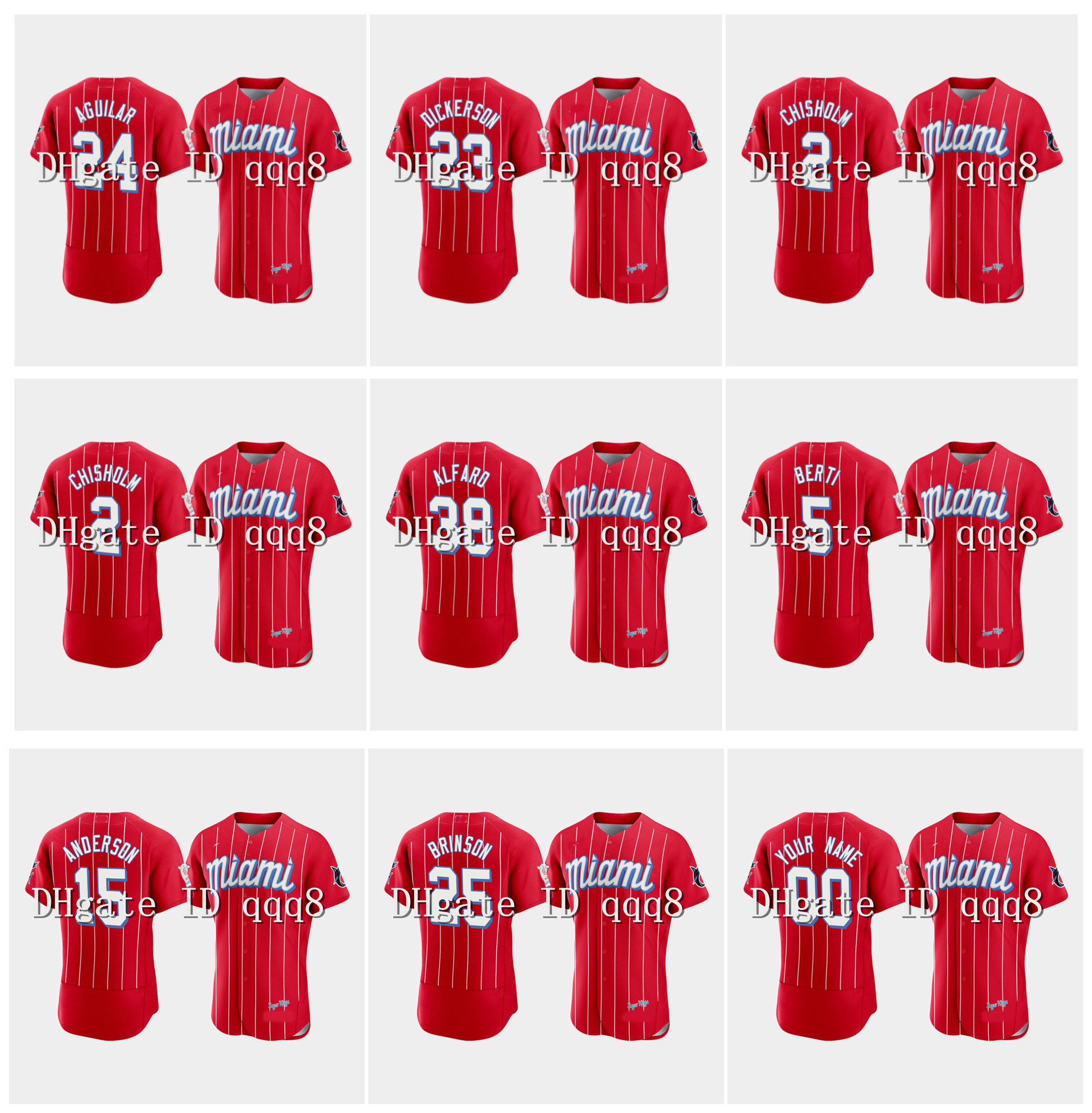 

Red 2021 City Connect Miami Brian Anderson Jersey Marlin Corey Dickerson Lewis Brinson Miguel Rojas Sandy Alcantara Monte Harrison Anthony B, Blue;black