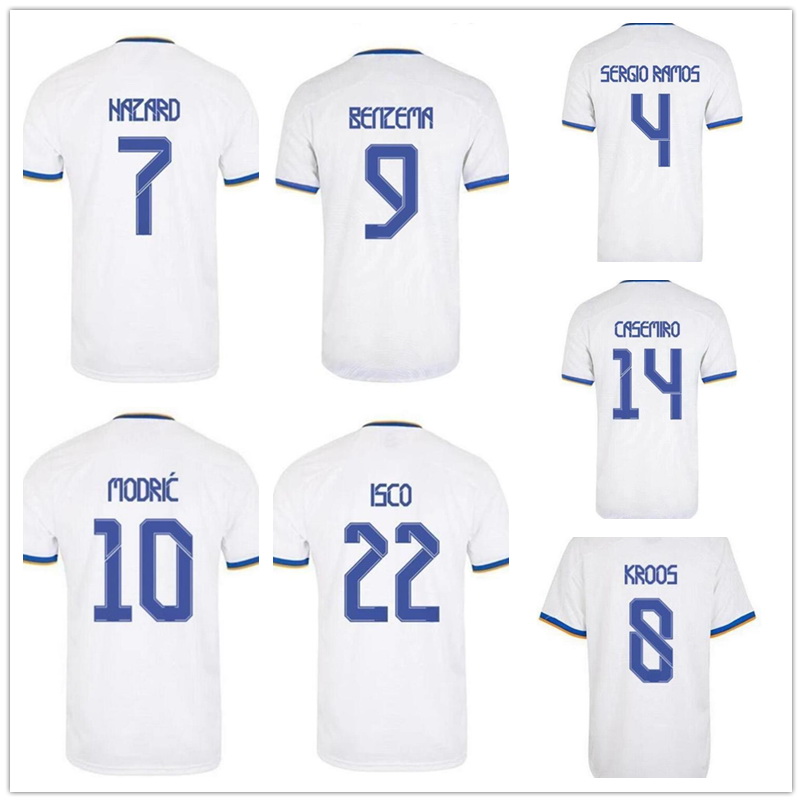 

22 23 Customized 7 hazard Thai Quality Soccer Jerseys yakuda online store 10 Modric 9 BENZEMA 8 Kroos 22 ISCO Nacho 6 Custom 11 BALE wears, 20-21 3rd away