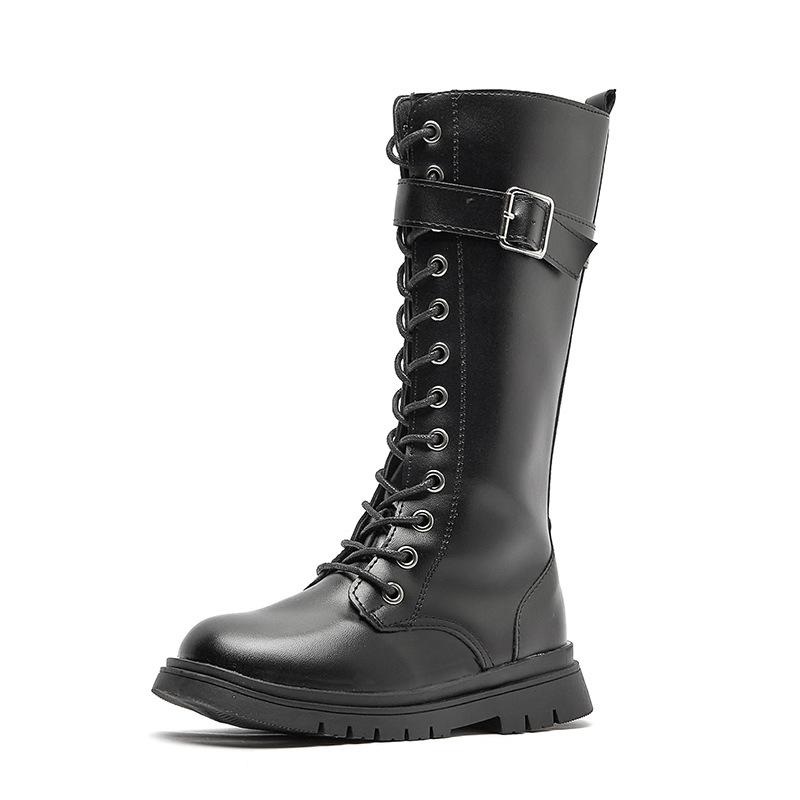 

Boots Girls' And Velvet Leather Winter Middle-aged Children' Long High, Black;grey