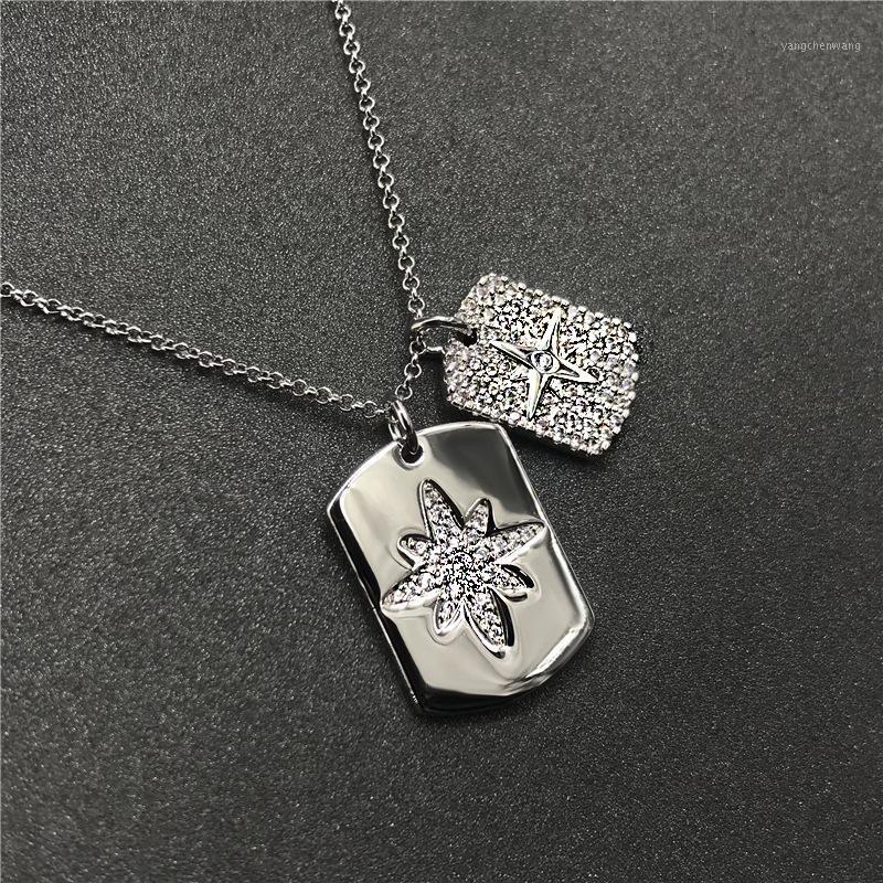 

Chains S925 Sterling Silver February Star Double Pendant Couple Necklace Fashion Classic Jewelry Simple
