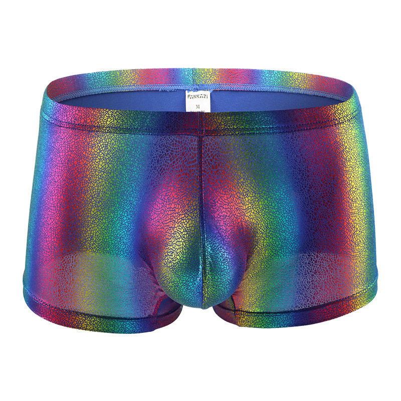 

Sexy Men' underwear rainbow colorful pouch boxer briefs underpnants #F1204PJ, Blue
