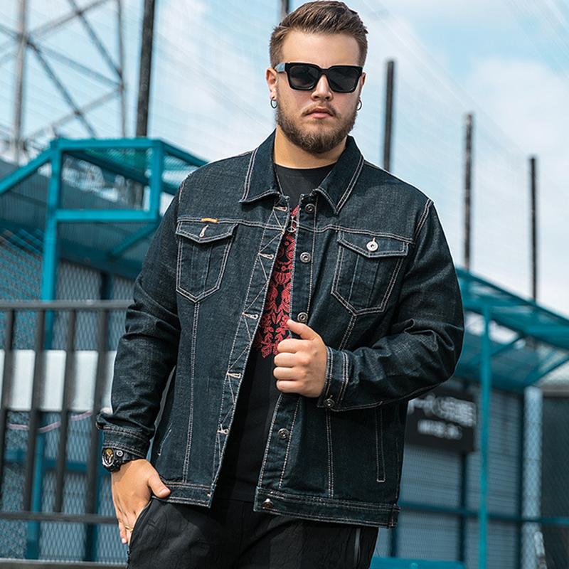 

Men's Trench Coats Loose Denim Jacket Luxury Casual Fat Big Size -5XL 6XL Men Fashion Spring Autumn, Jk19-549