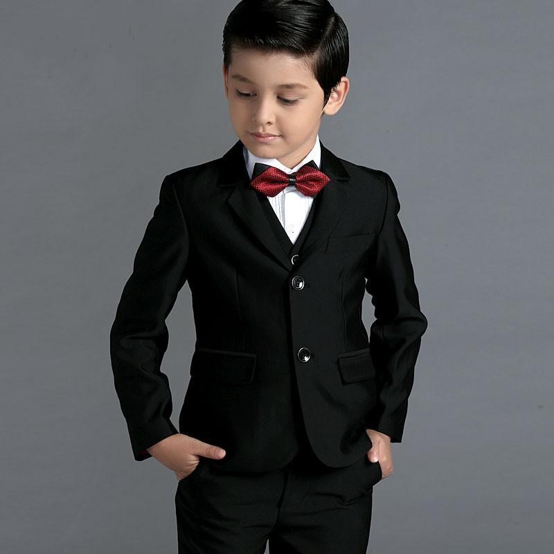 

Men's Suits & Blazers Fashion Baby Kids Boys Children For Weddings Formal Blue BlackWedding Suit(Jacket+Pants+Bowie+Vest), As shown