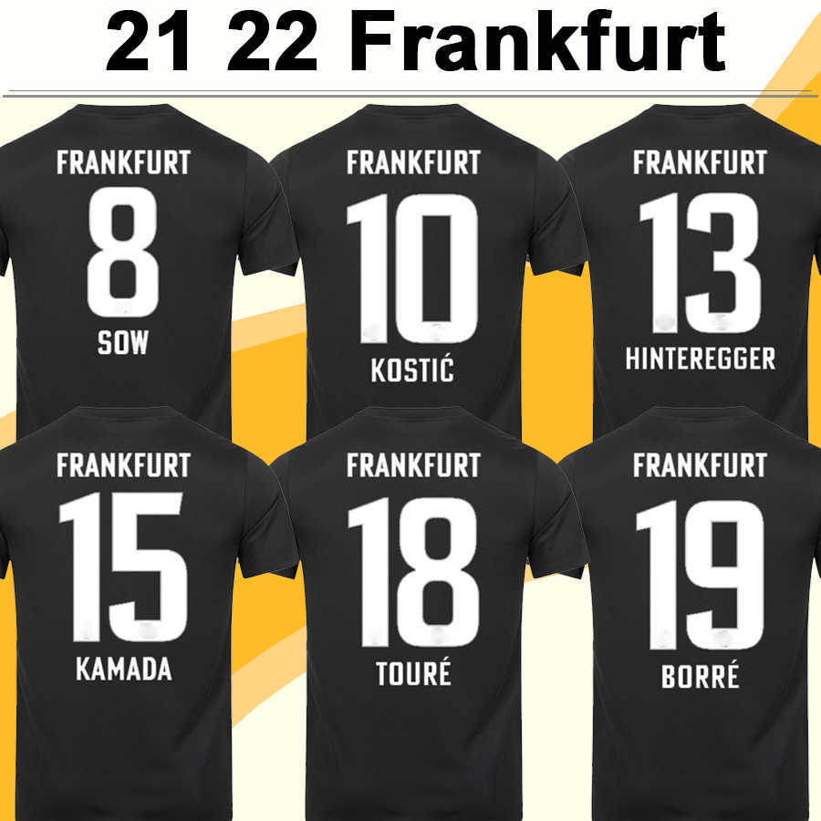 

21 22 Eintracht Frankfurt Mens Soccer Jerseys KOSTIC KAMADA HINTEREGGER SOW HASEBE BORRE TOURE DA COSTA Home Black Short Sleeve Football