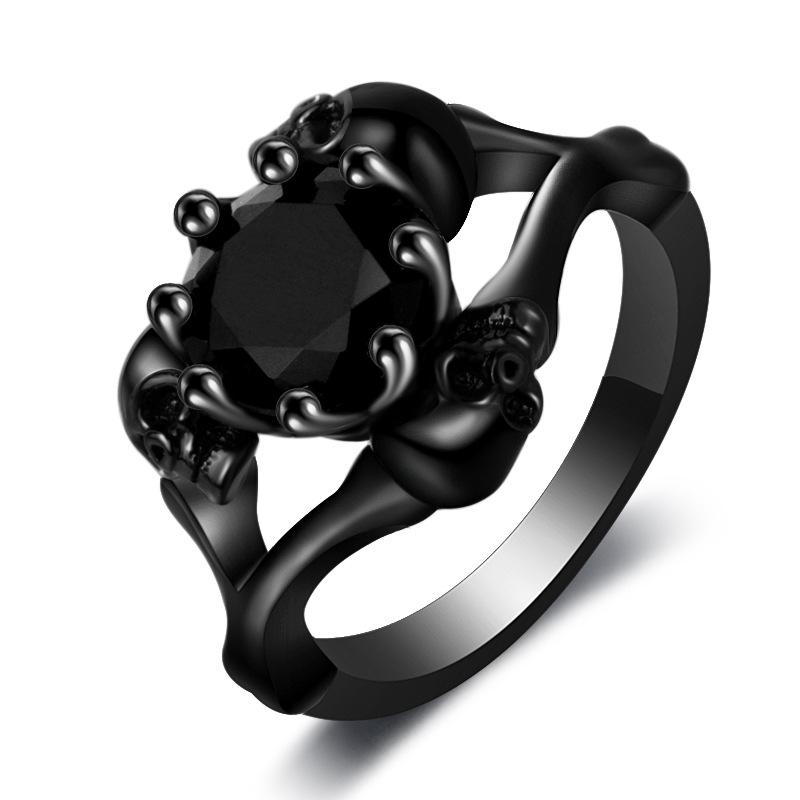 

Cluster Rings Punk Skull Wedding Crystal CZ Gothic Flower For Women Ring Jewelry