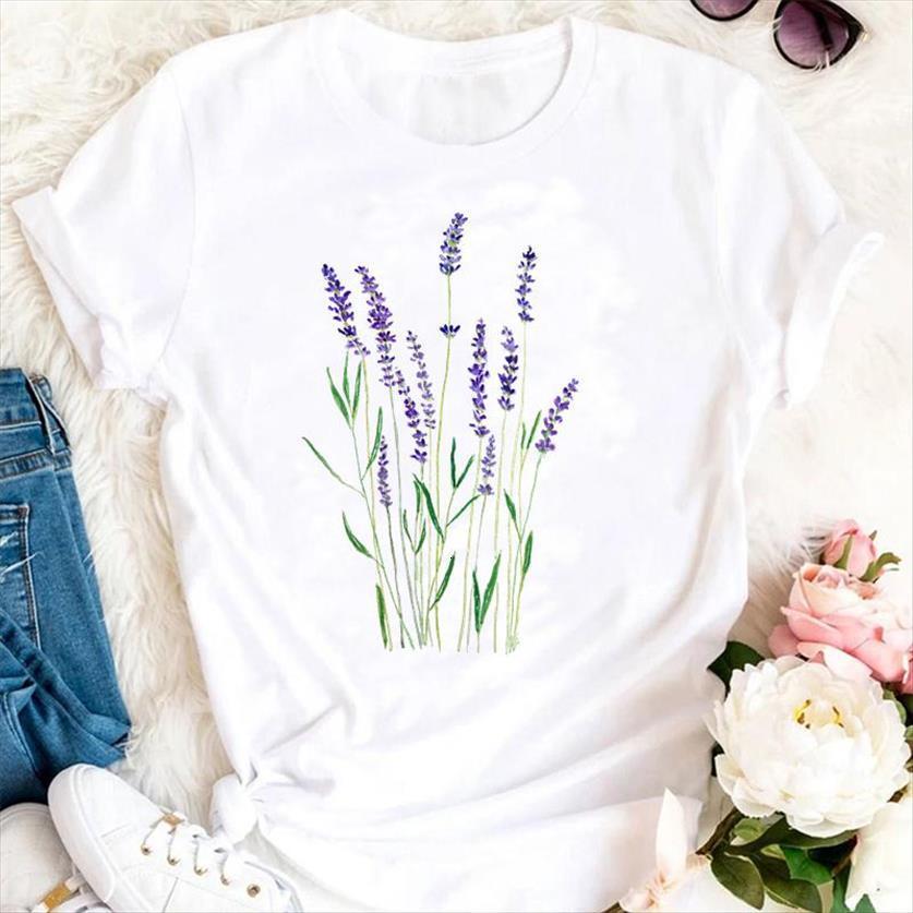 

summer flower printing fashion clothing womens t shirt cartoon tshirts clothes graphic lady print tee, White