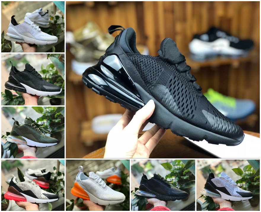 

270 Mens Womens Tennis Running Shoes 270s Navy Blue Triple Black White Hot Punch Barely Rose Pink Red Dusty Cactus Dark Stucco Run Sports Sneakers Trainers, Box