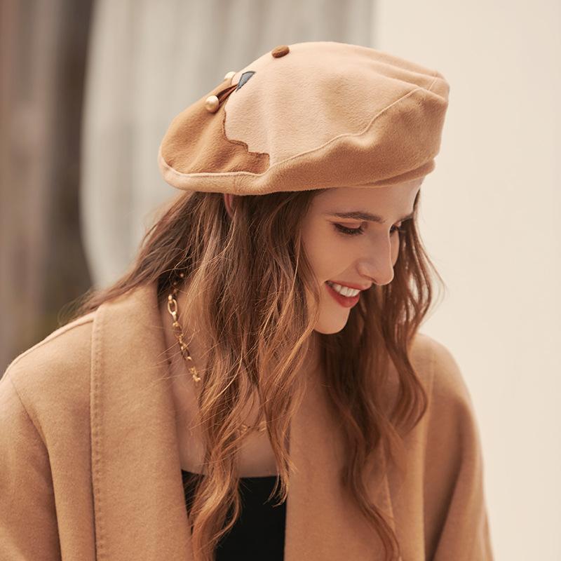 

Berets Autumn And Winter Female Beret Fashion Plush Cloth Hat Cute Playful Elegant Aging Bud, Blue