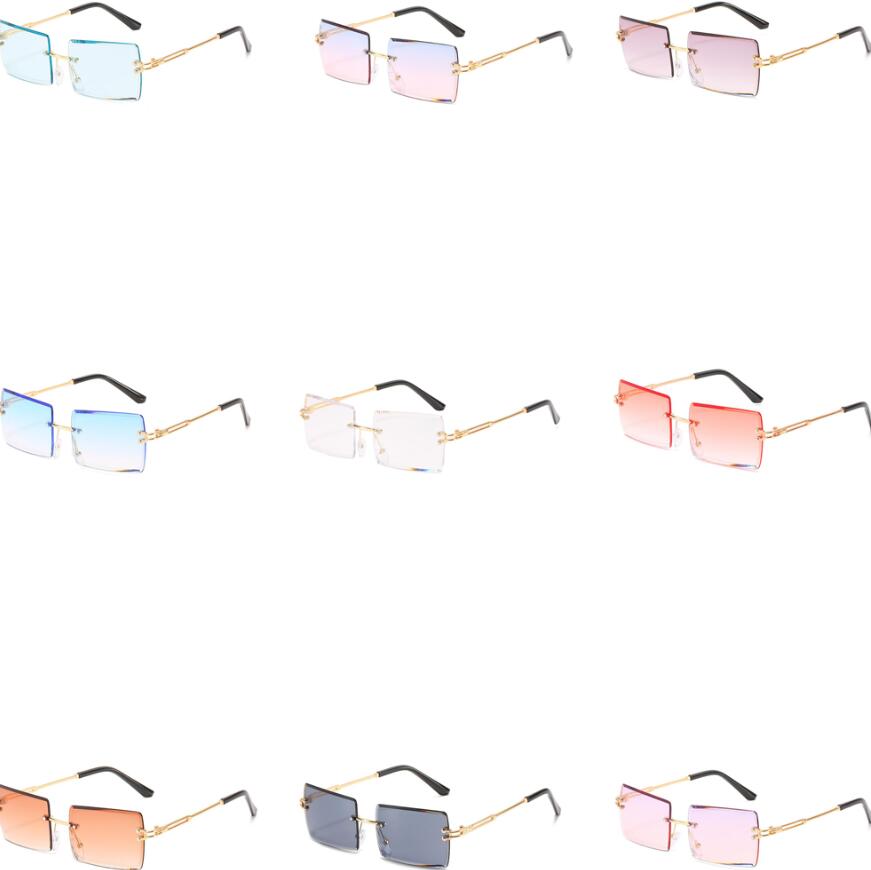 

Fashion Ladies Luxury Brand Design Square Leisure Sports Frameless Ocean Sunglasses Summer Candy Color Outdoor Polarized Gradient Trend Sunshade Beach Glasses