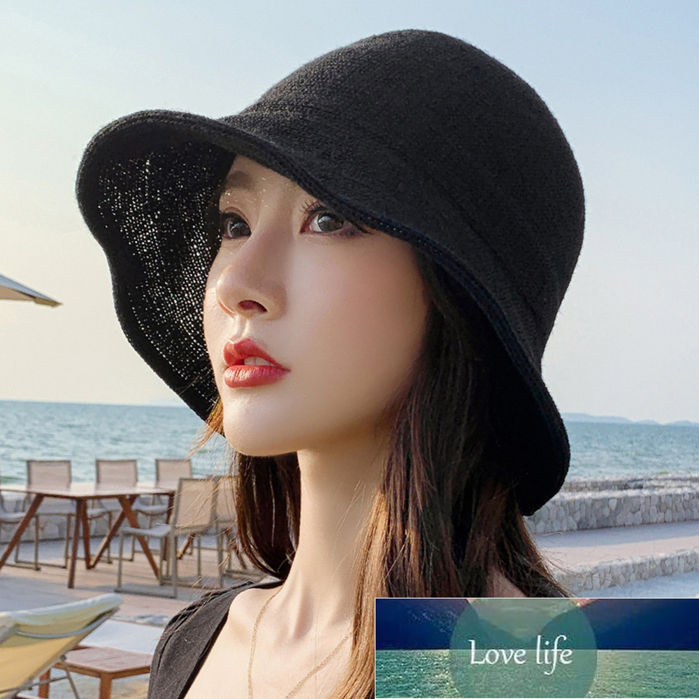 

Brand New Summer Straw Hat Women Fashion Travel Panama Female Trend Bucket Hat Lady Sunshade Breathable Sun Caps Factory price expert design Quality Latest Style, Black