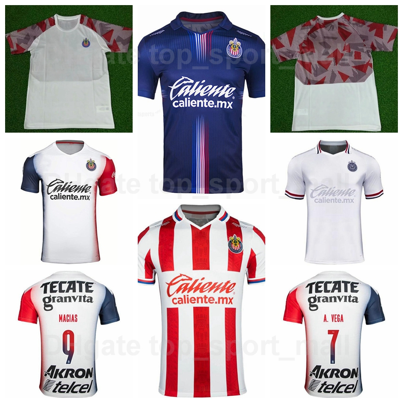 

2021 2022 Mexico Liga CLUB MX CD Chivas Soccer Jersey Guadalajara 9 Macias 19 Angulo Molina Vega Antuna Brizuela Torres Football Shirt Kits, White