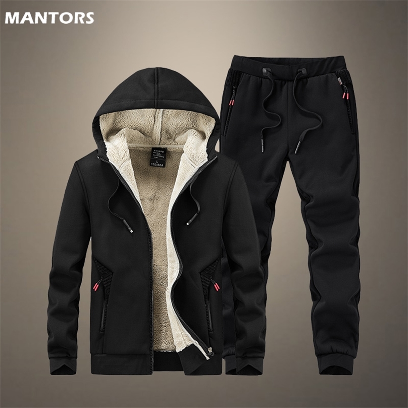 

Men Winter Fleece Sets Mens Thick Hoodies+Pants Suit Hooded Sweatshirt Sportswear Tracksuits Male Hoodie Sweatsuits Size 6XL 211109, Nctz53grey
