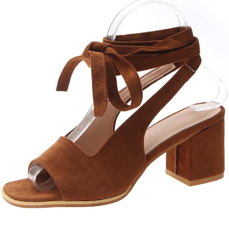 

SaraIris Elegant Heeled Ankle Wrap Sandals Women High Chunky Heels Ladies Summer Concise Solid Shoes, Khaki