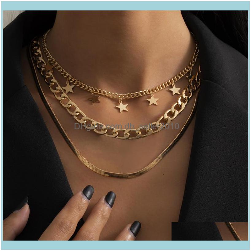 

Necklaces & Pendants Jewelrylayered Vintage Star Shape Clavicle Chain Pendant Necklace For Women Gold Color Kpop Snake Choker Trendy Jewelry