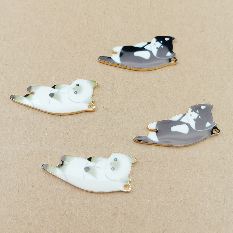 

10pcs 11x25mm sleeping cat charm enamel charm for jewelry making fashion earring pendant necklace bracelet charm