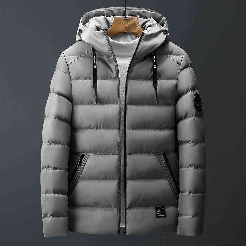 

2020 Autumn Winter New Parka Coat Men Hooded Collar Windbreaker Parka Jacket Plus Size -4XL Keep Warm Men Clothing Dropshipping Y1103, Coffee