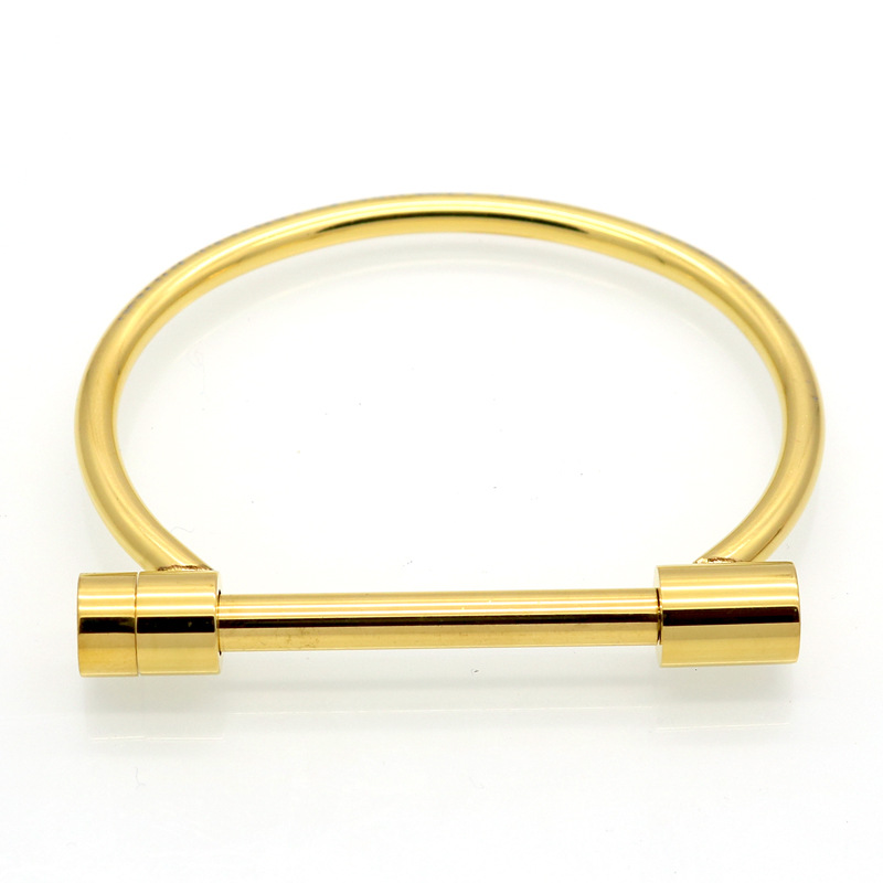 

Classic Design Luxury Fastness D Shape Titanium Steel Screw Bangle Bracelets Female Brand New Ladies Wrist Jewelry