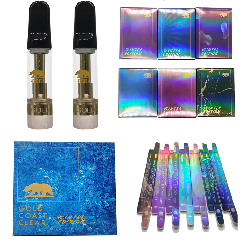 

Limited Spring Edition Gold Coast Clear GCC Cartridges Vape Carts 0.8ml Atomizers 510 Thread Battery Pen Disposable Vapes Device Custom Packaging OEM Box Edibles