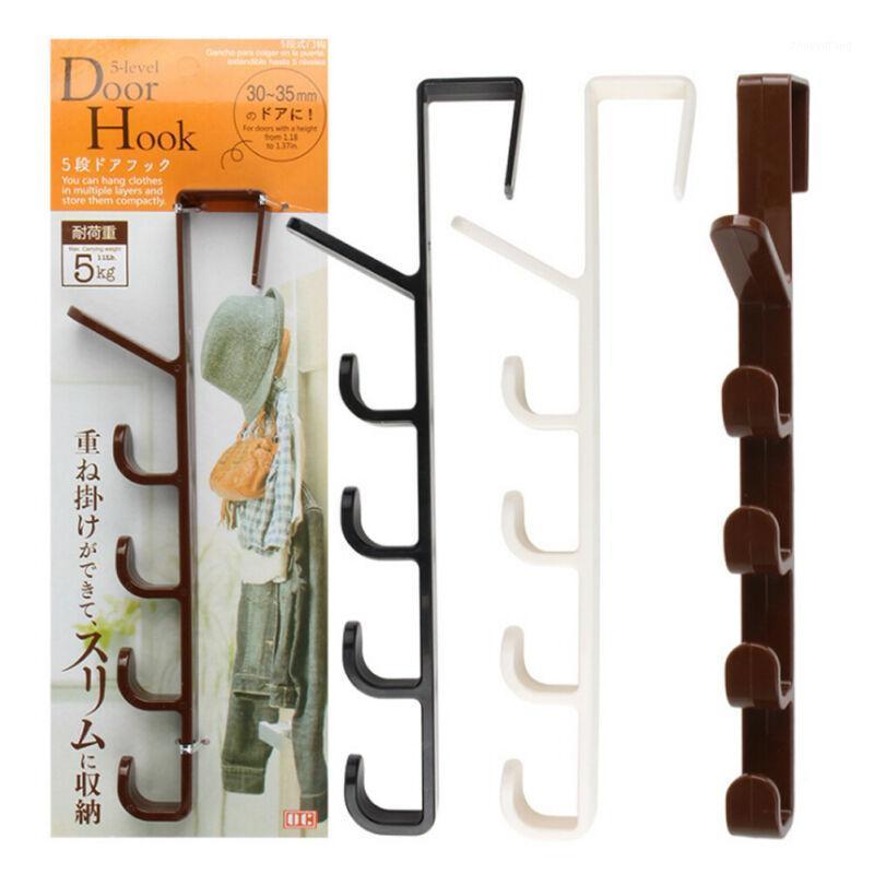 

Hooks & Rails Home Storage 5 Over The Door Hangers Coat Hat Clothes Bag Rack Wardrobe Wall Organizers